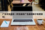 广东欢快麻将（欢乐麻将广东麻将赖子有规律吗）