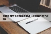 你是我的电子游戏英语翻译（这是我的电子游戏）