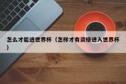 怎么才能进世界杯（怎样才有资格进入世界杯）